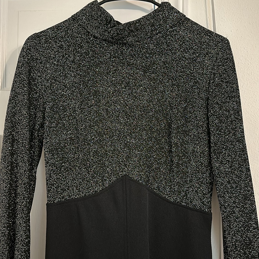 Vintage silver black long dress size small